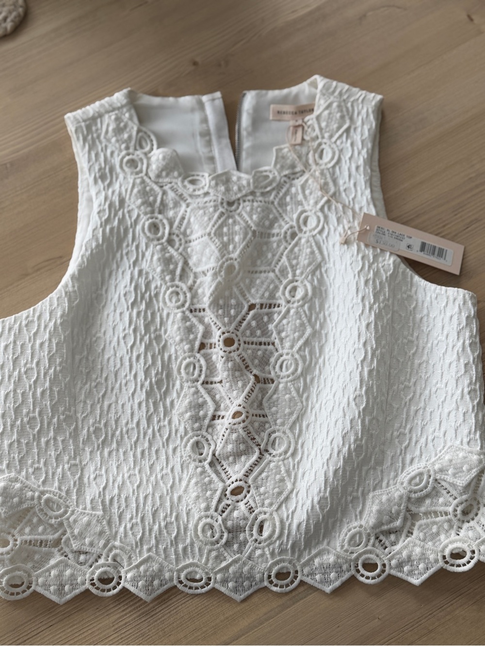 Rebecca Taylor White Lace Appliqué Cropped - NEW W TAGS